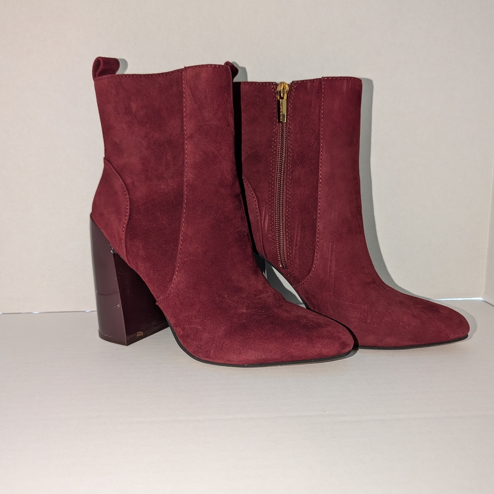 Elegant Burgundy Suede Ankle Boots